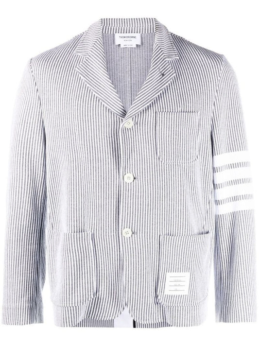 Grey 4-bar Stripe Seersucker Blazer