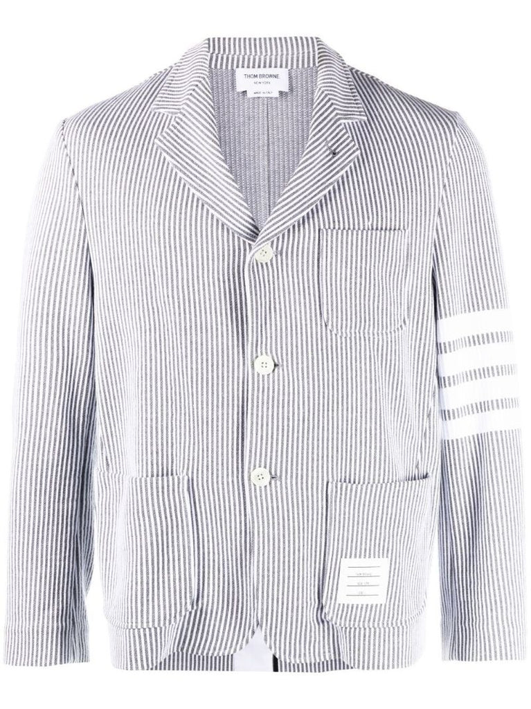 Grey 4-bar Stripe Seersucker Blazer