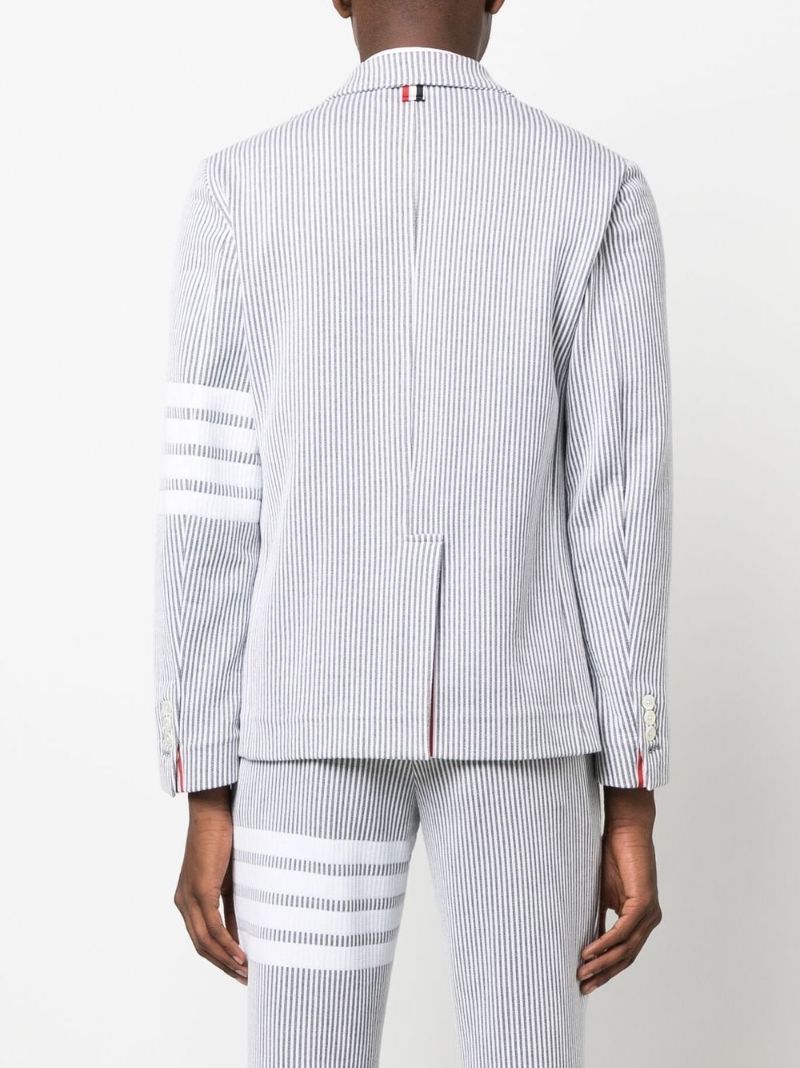 Grey 4-bar Stripe Seersucker Blazer