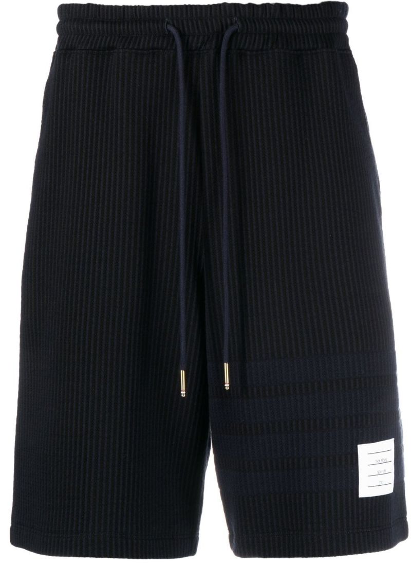 Blue 4-bar Stripe Seersucker Track Shorts