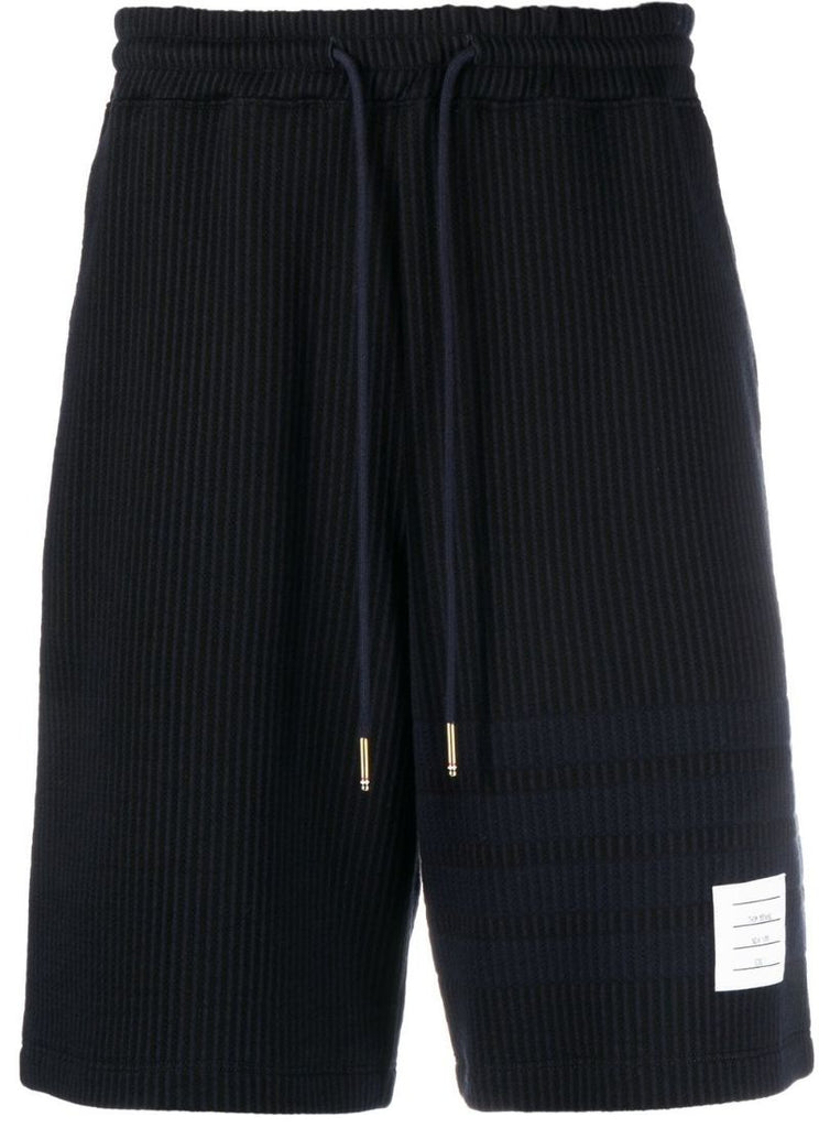 Blue 4-bar Stripe Seersucker Track Shorts
