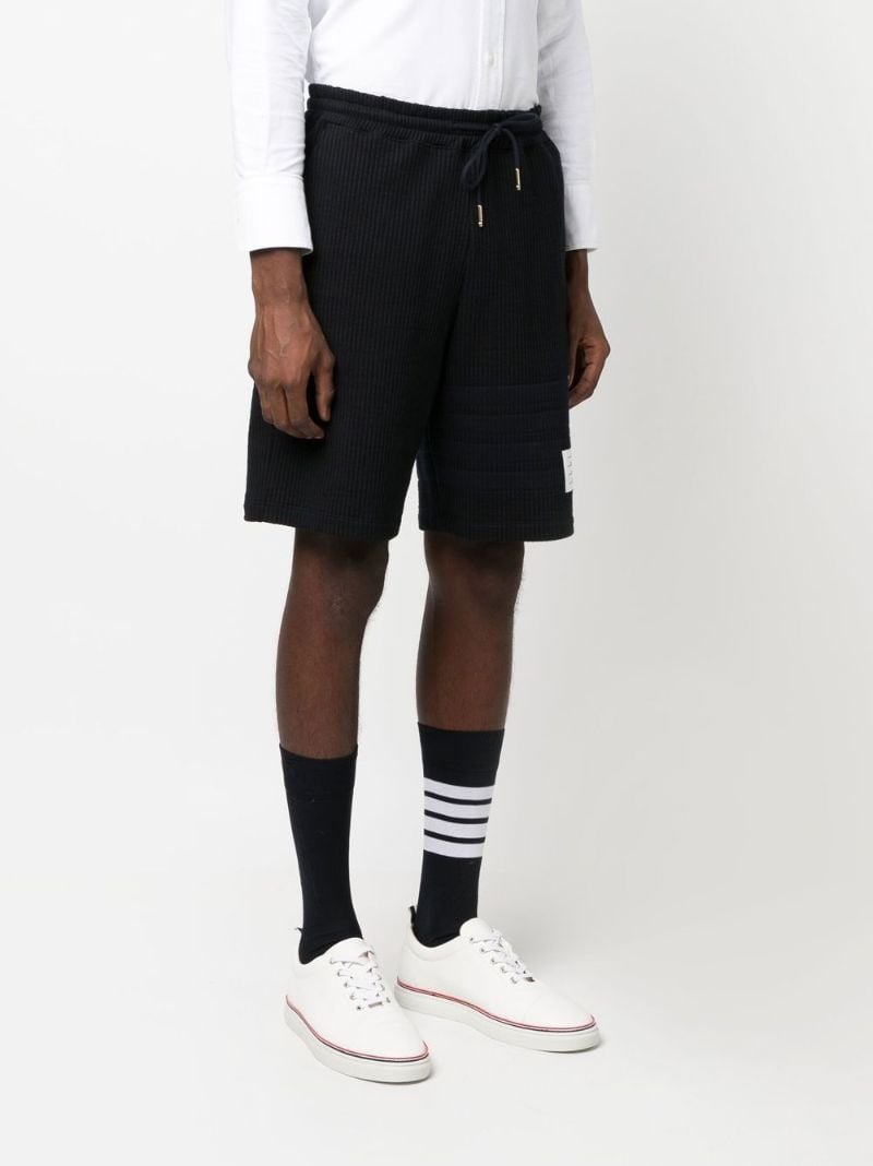Blue 4-bar Stripe Seersucker Track Shorts