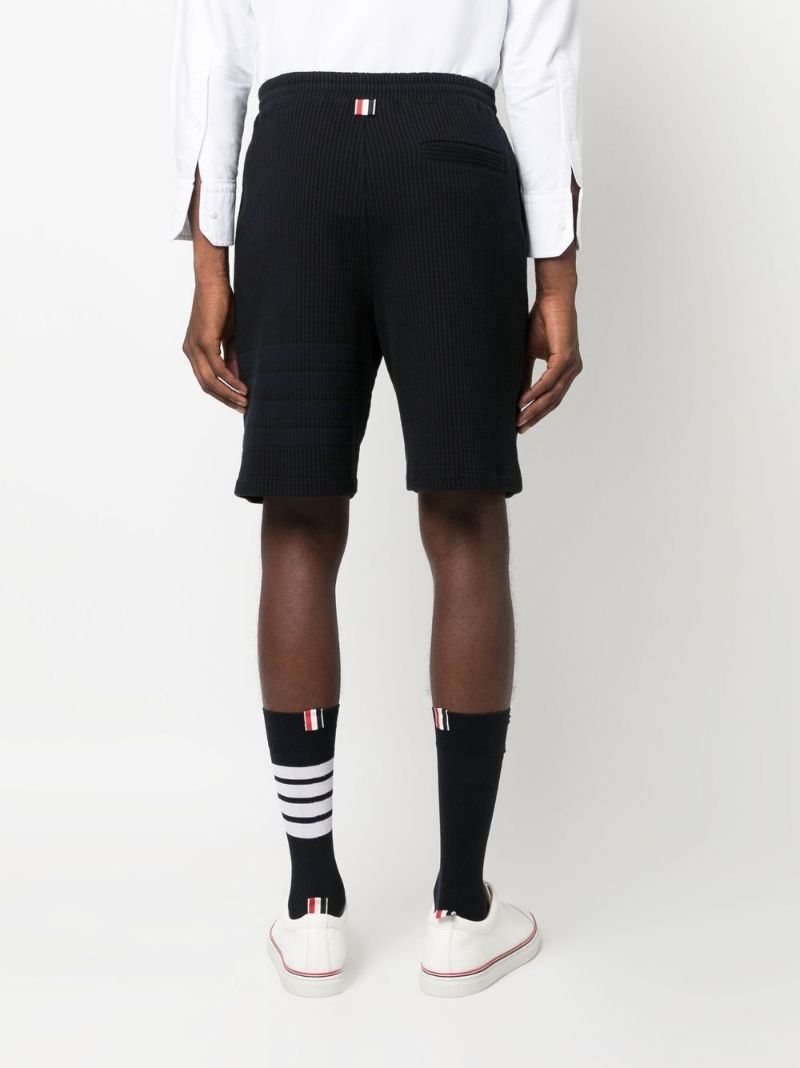 Blue 4-bar Stripe Seersucker Track Shorts