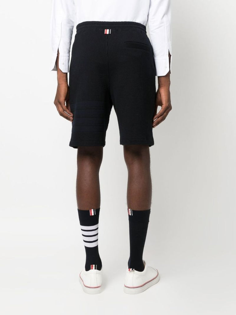 Blue 4-bar Stripe Seersucker Track Shorts