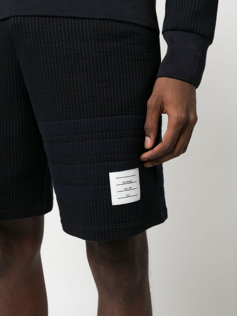 Blue 4-bar Stripe Seersucker Track Shorts