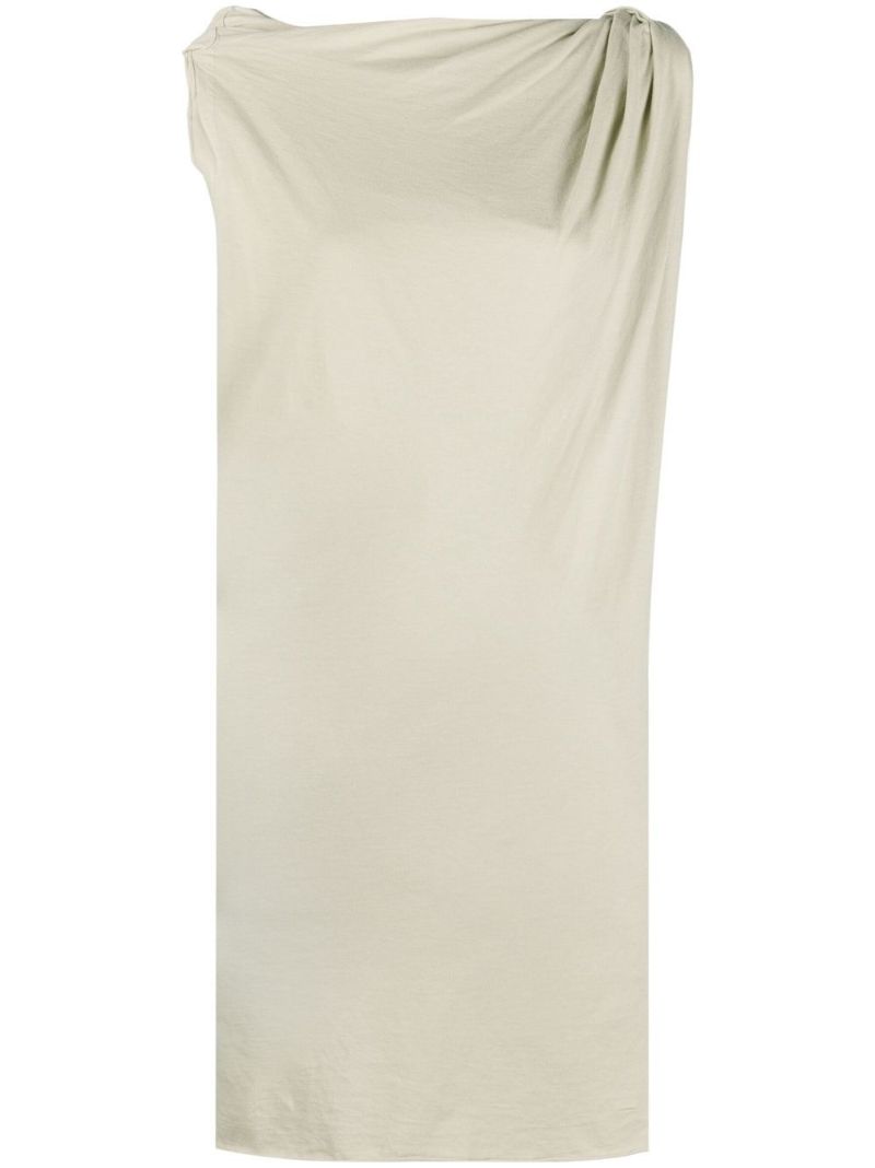 Neutral Toga Draped Cotton Mini Dress