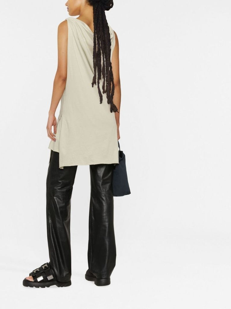 Neutral Toga Draped Cotton Mini Dress