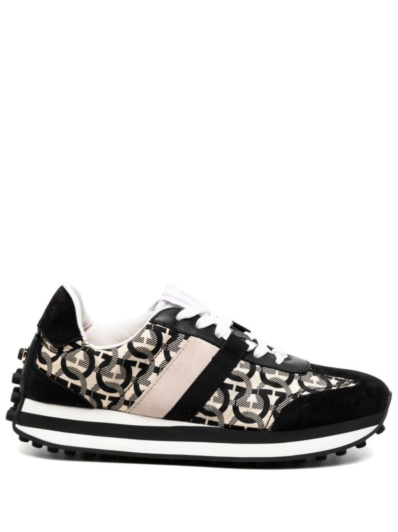 Black Gancini Print Low-top Sneakers