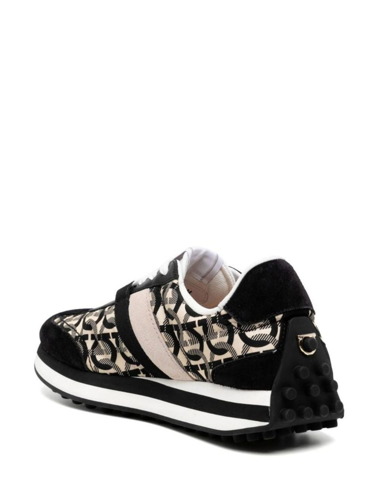 Black Gancini Print Low-top Sneakers