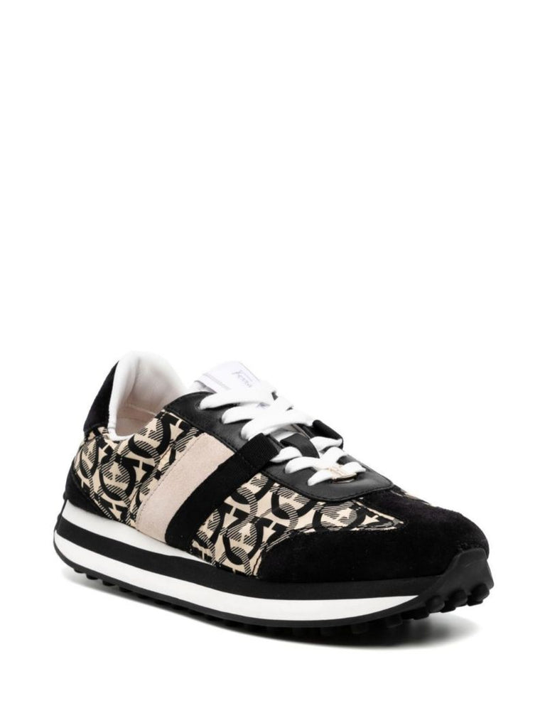 Black Gancini Print Low-top Sneakers