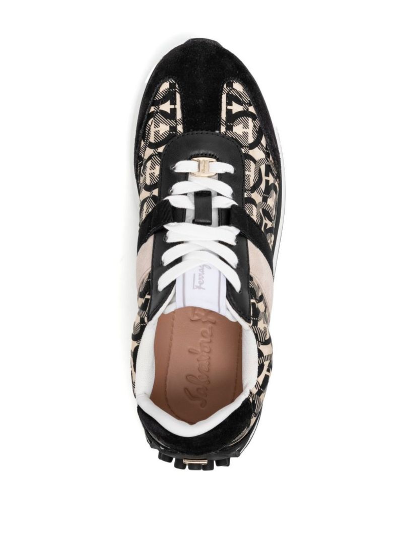Black Gancini Print Low-top Sneakers