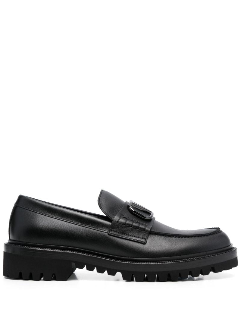 Black Vlogo Signature Leather Loafers