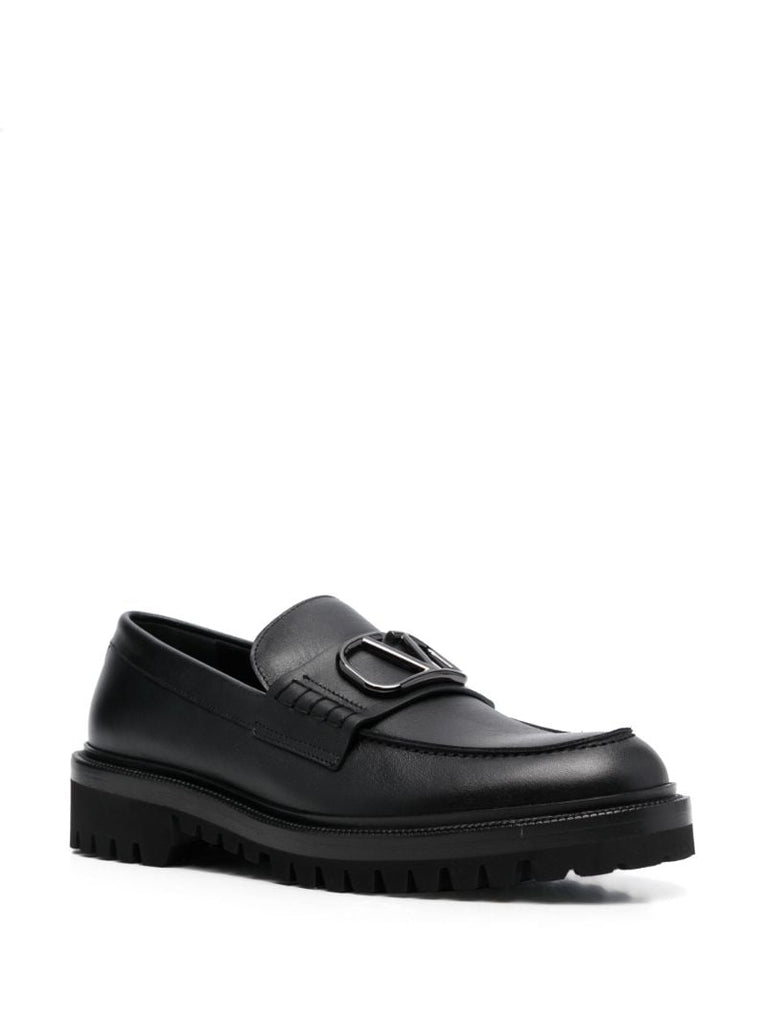 Black Vlogo Signature Leather Loafers