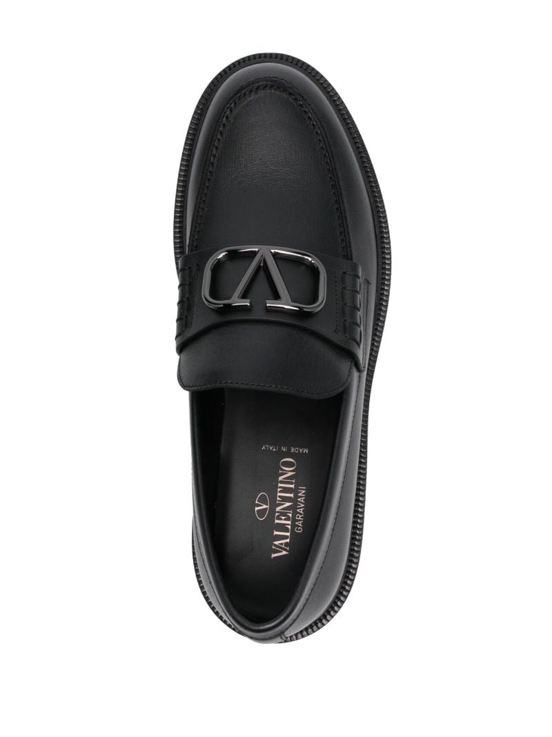 Black Vlogo Signature Leather Loafers