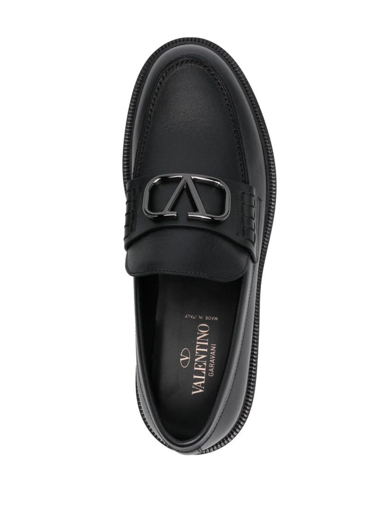 Black Vlogo Signature Leather Loafers