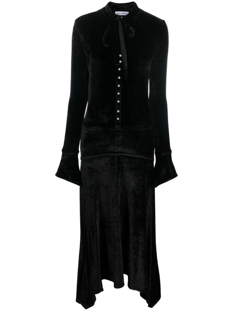 Black Asymmetric Velvet Maxi Dress