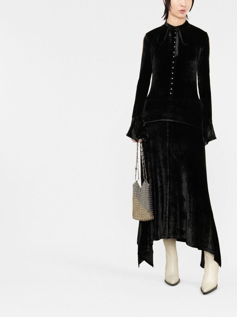 Black Asymmetric Velvet Maxi Dress