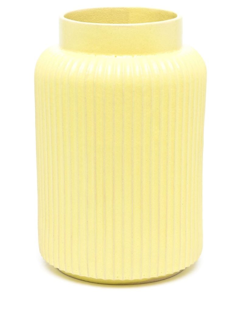 Yellow Ribbed Vase