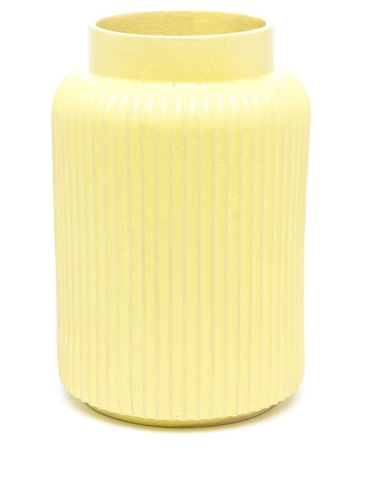 Yellow Ribbed Vase