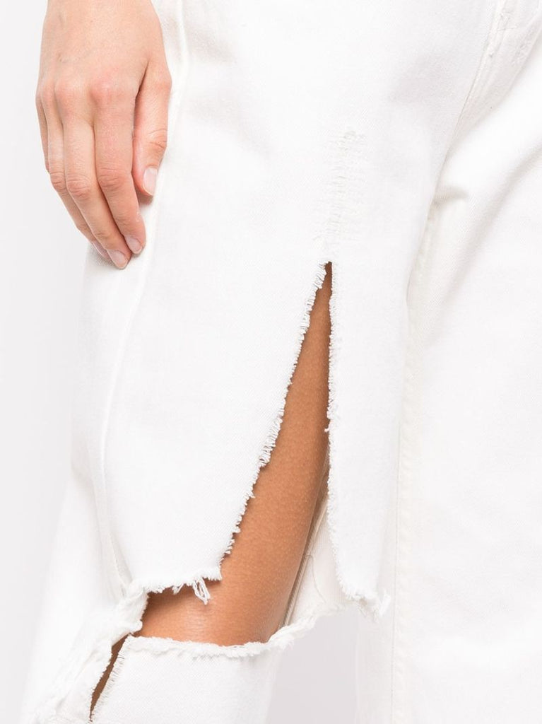 White Playback Sliced Straight Leg Jeans