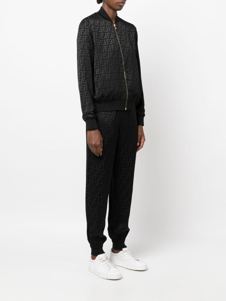 Black Monogram Pattern Tracksuit Set