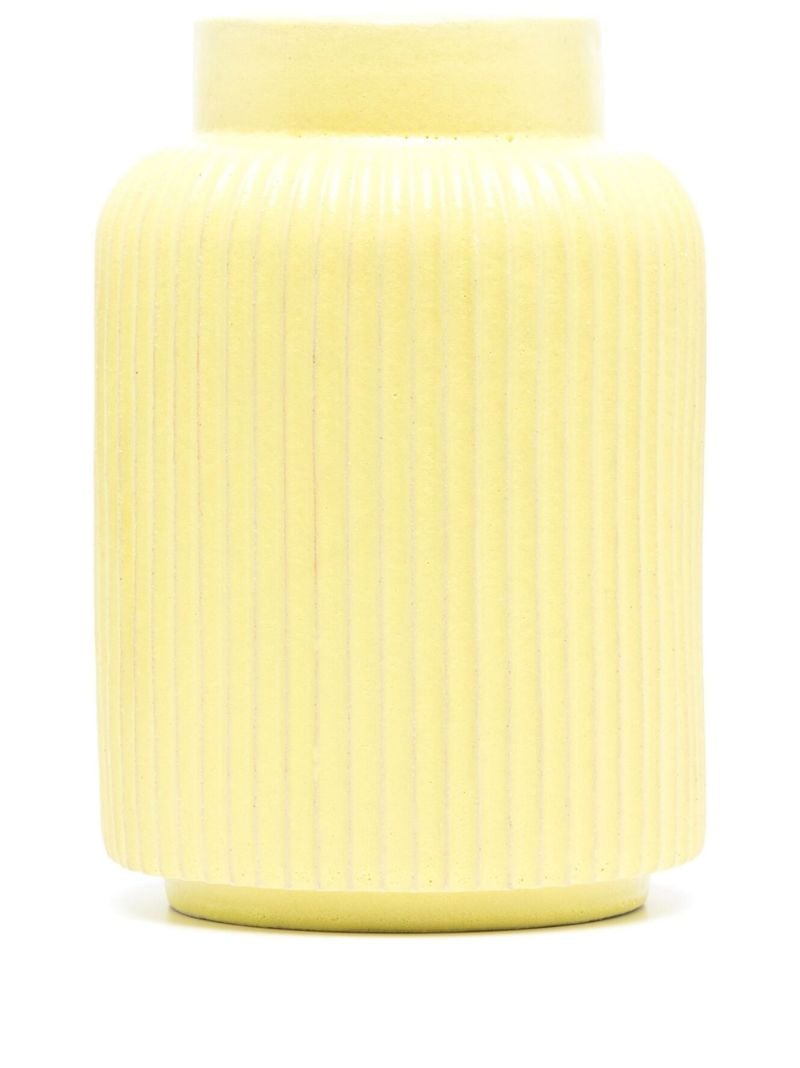 Yellow Small Ridged Vase