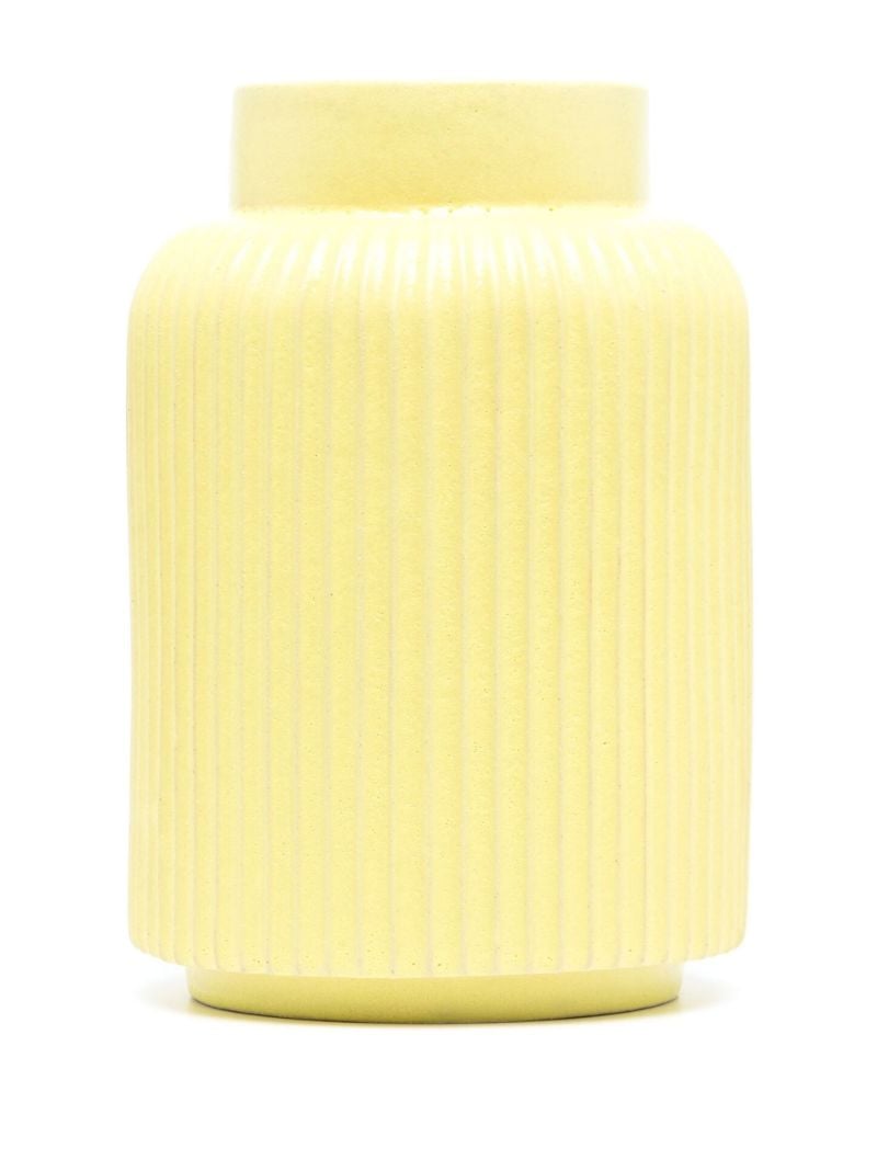 Yellow Small Ridged Vase