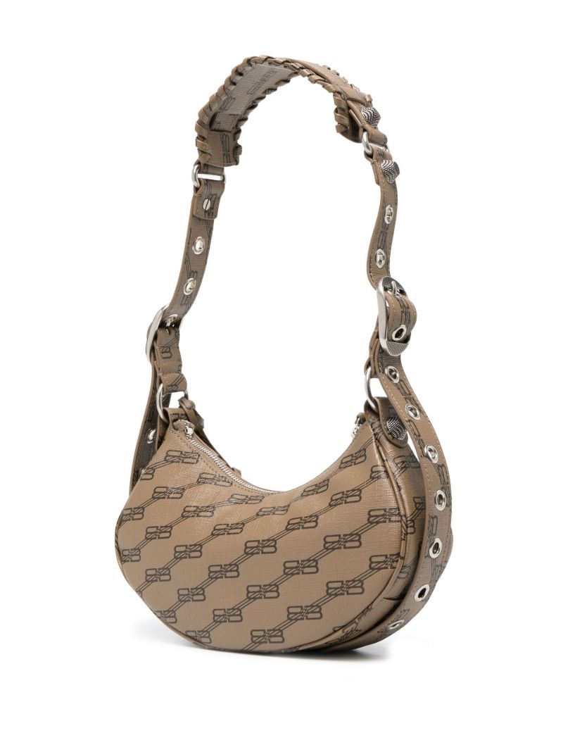 Brown Le Cagole Xs Monogram Leather Shoulder Bag