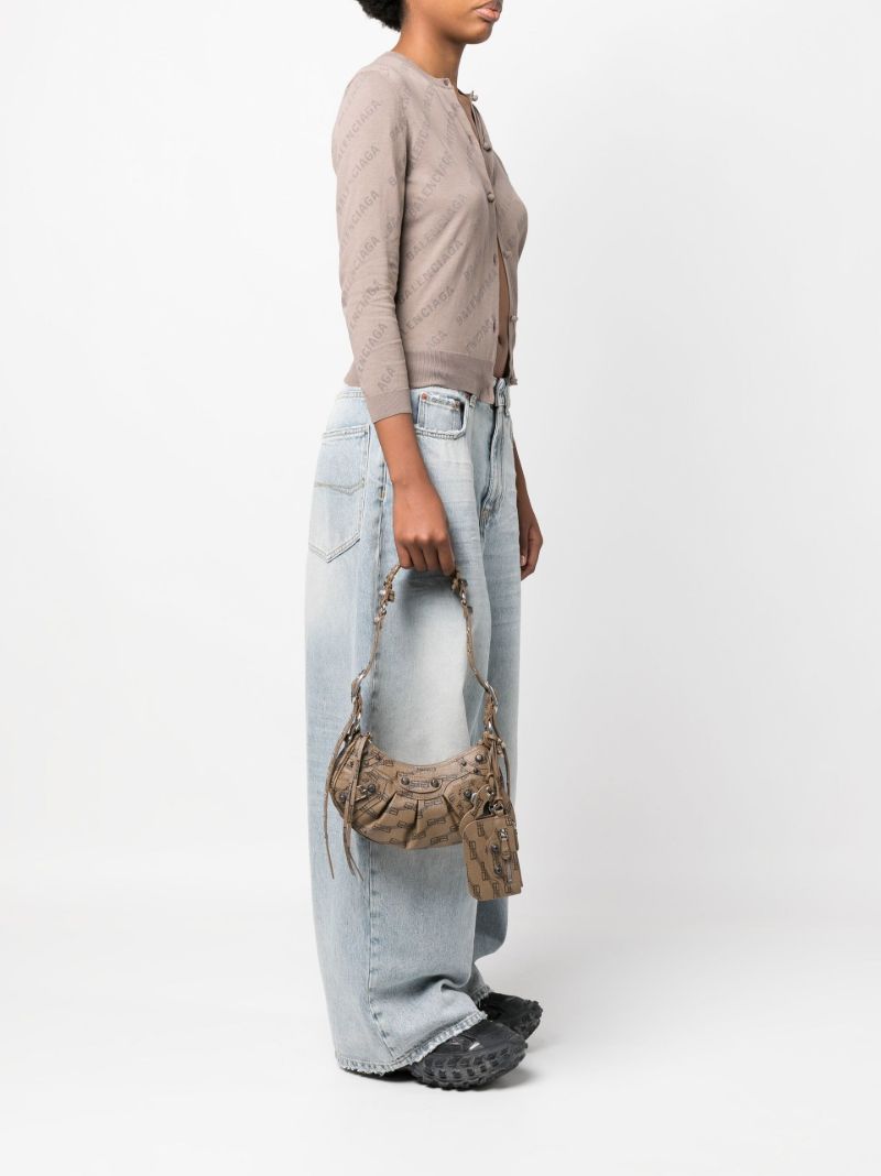Brown Le Cagole Xs Monogram Leather Shoulder Bag