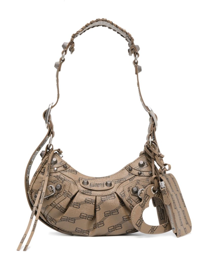 Brown Le Cagole Xs Monogram Leather Shoulder Bag