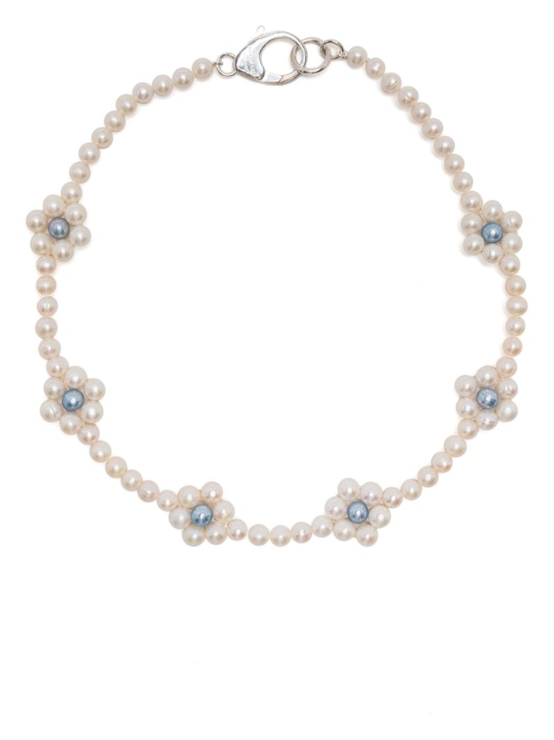 Sterling Silver Daisy Pearl Necklace