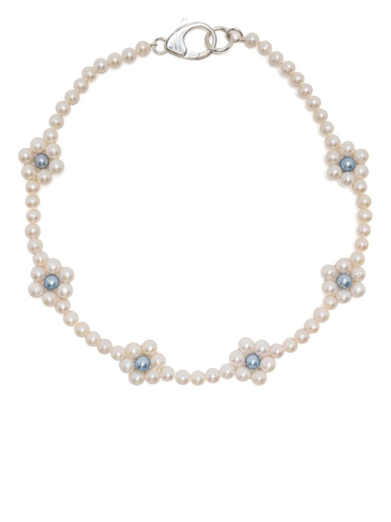 Sterling Silver Daisy Pearl Necklace