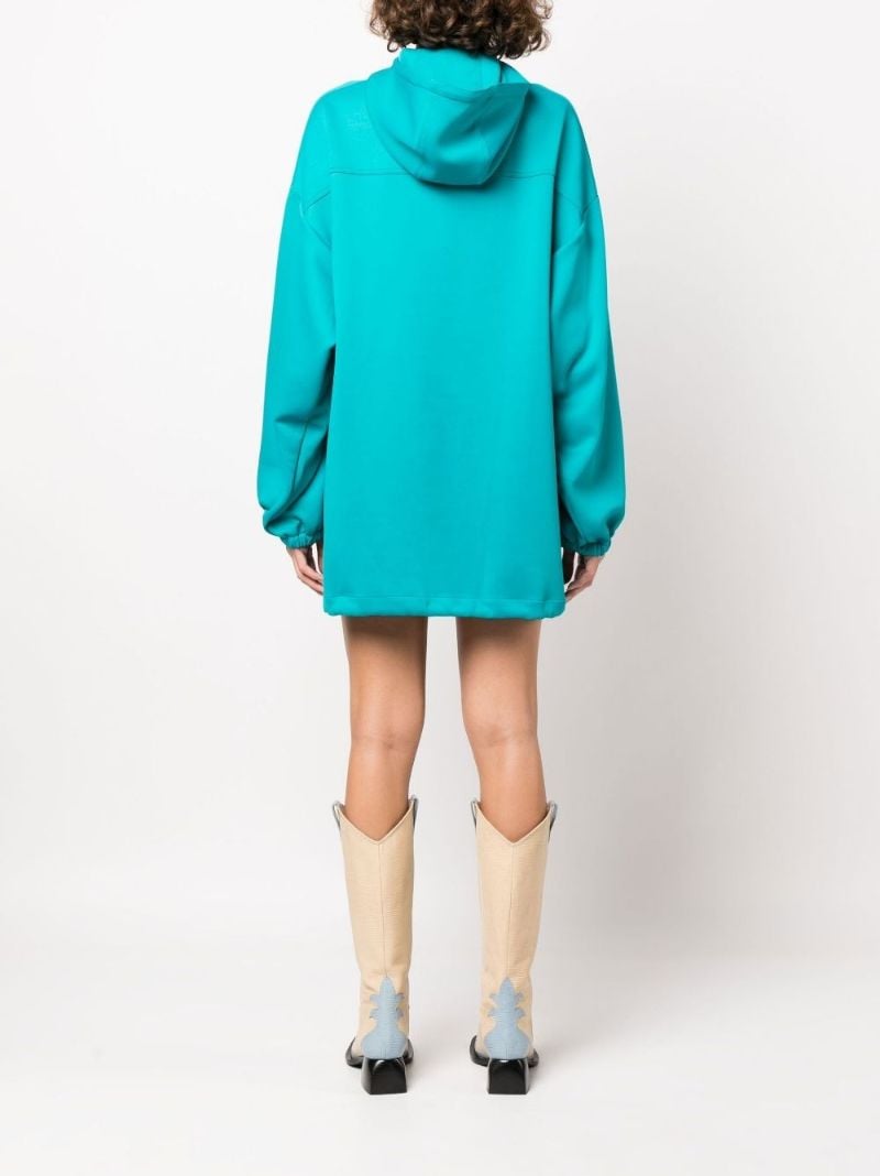 Blue Neoprene Interlocking G Logo Hooded Dress