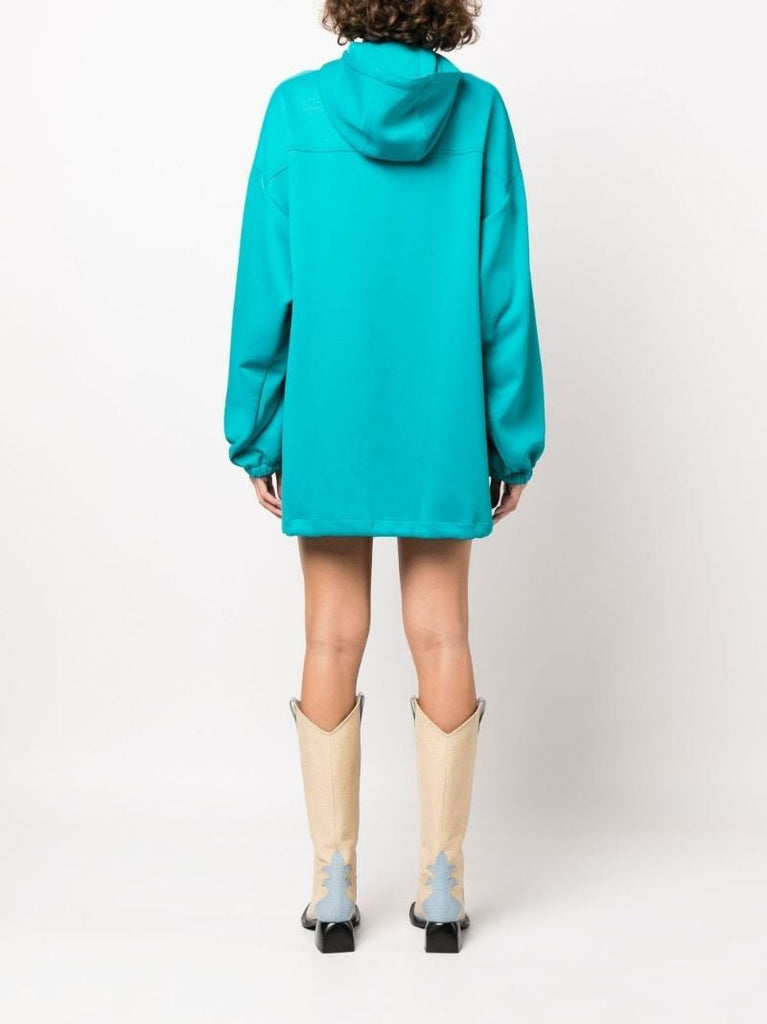 Blue Neoprene Interlocking G Logo Hooded Dress