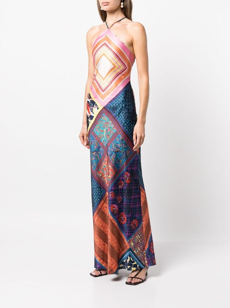 Blue Cubism Printed Maxi Dress