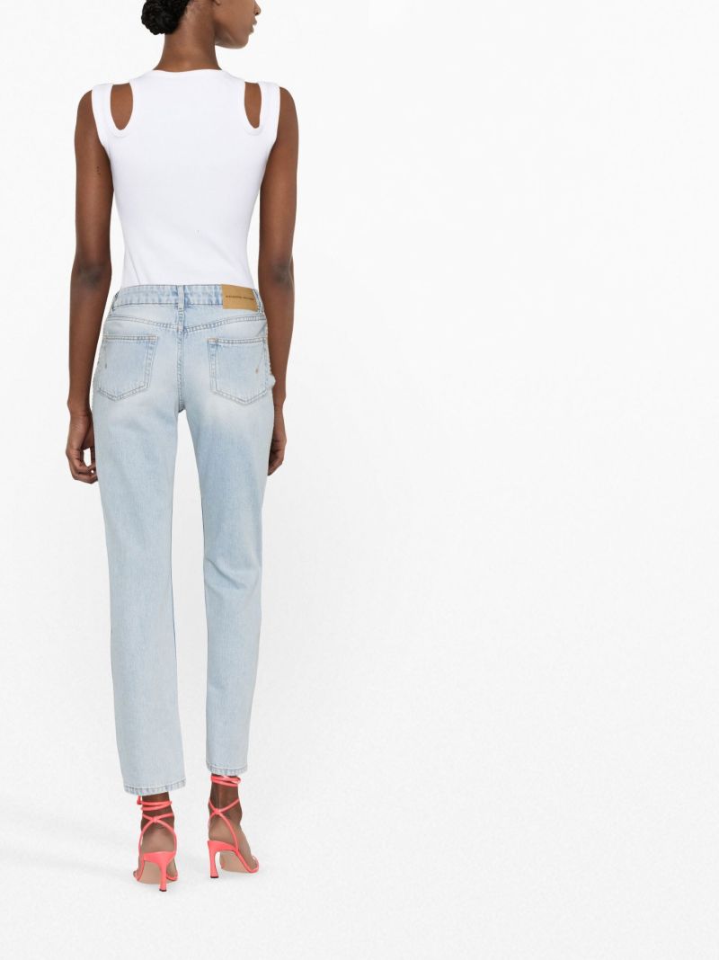 Blue Crystal Embellished Slim Fit Jeans