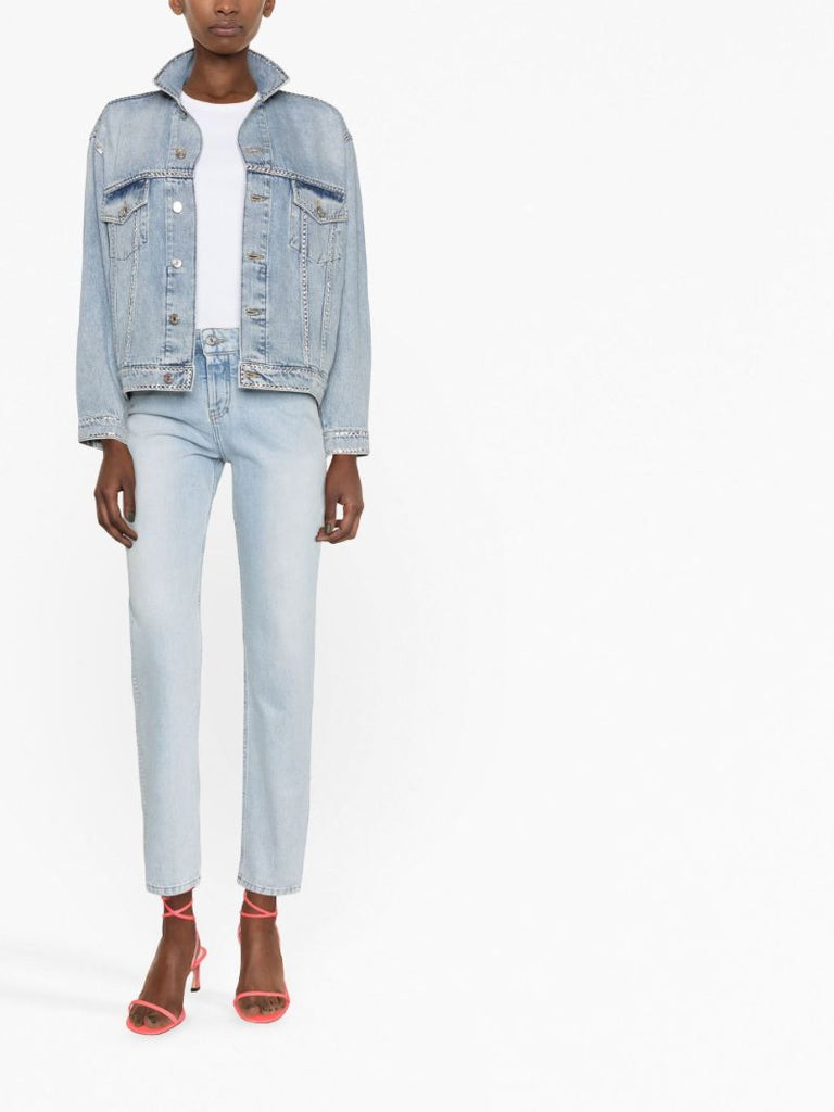 Blue Crystal Embellished Slim Fit Jeans