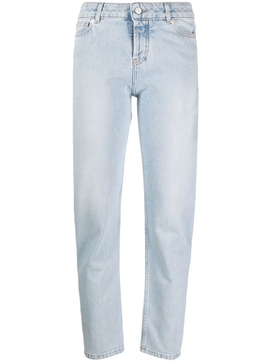 Blue Crystal Embellished Slim Fit Jeans