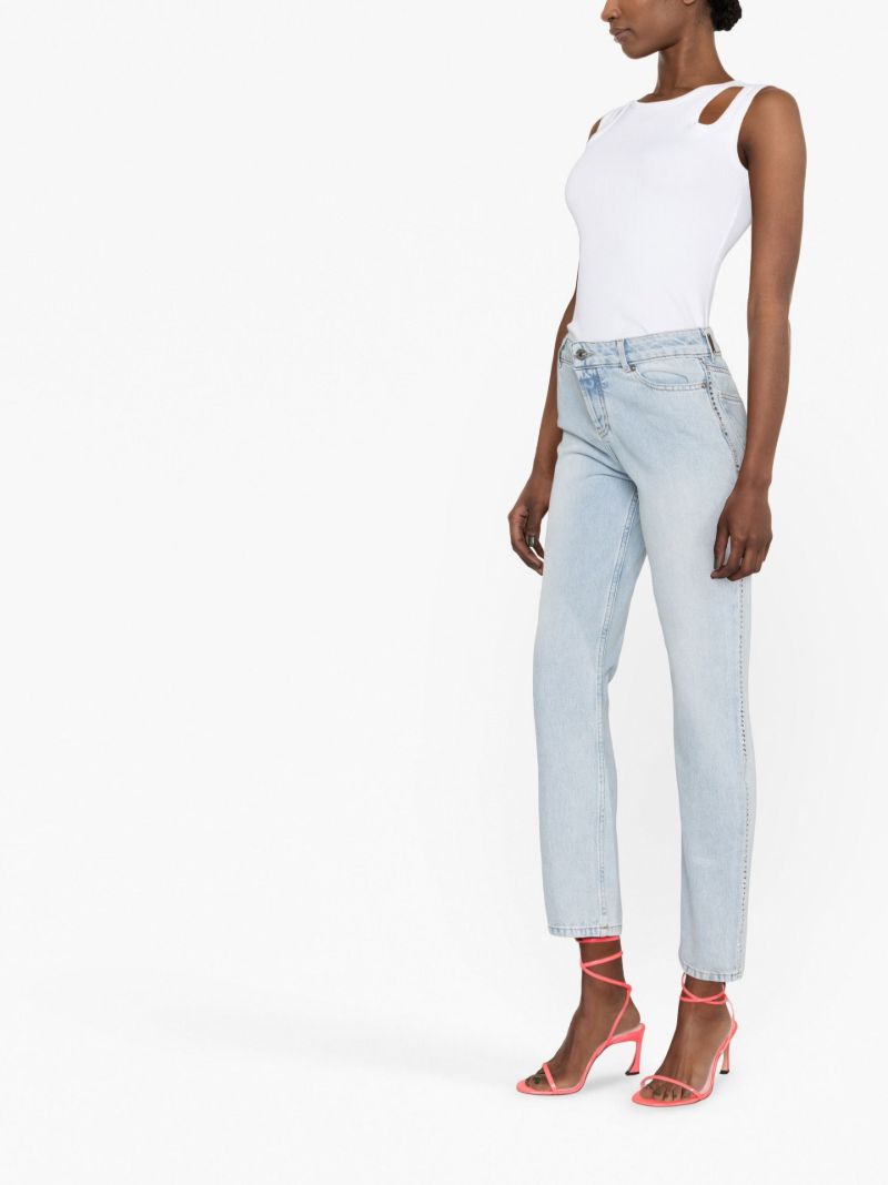 Blue Crystal Embellished Slim Fit Jeans