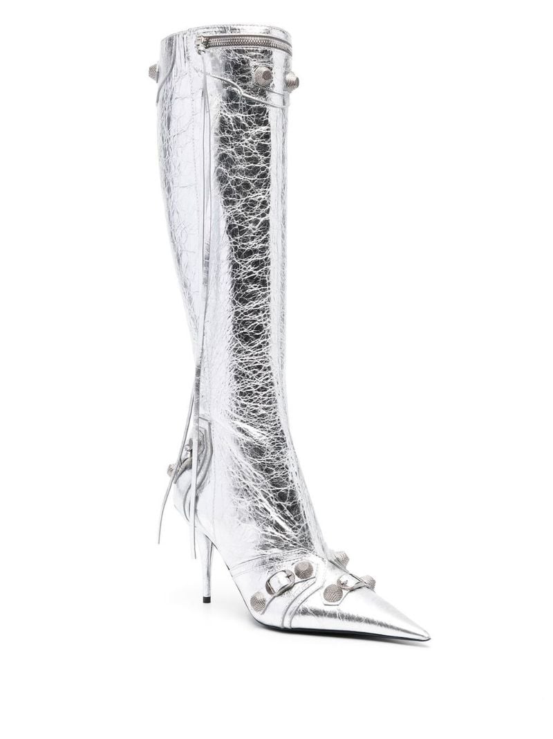 Silver Cagole 90 Metallized Leather Boots