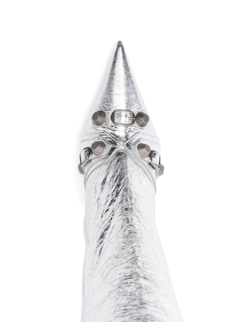 Silver Cagole 90 Metallized Leather Boots
