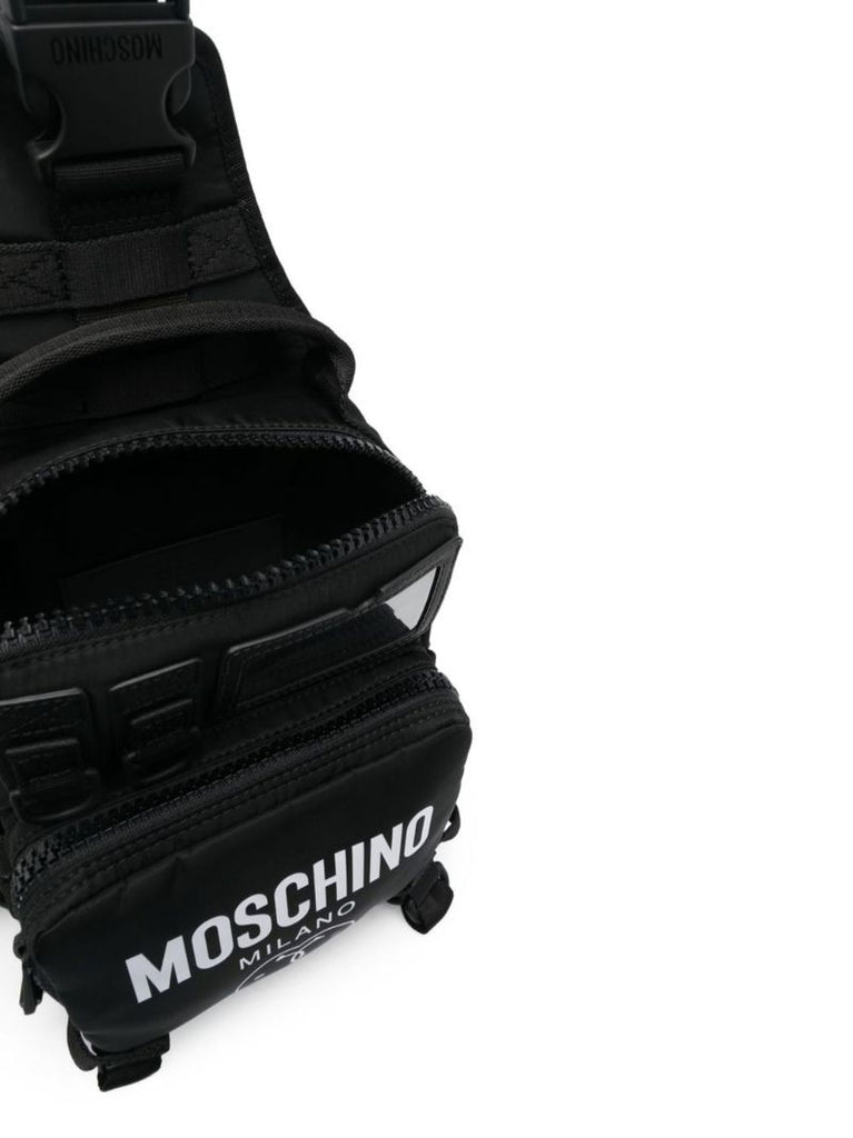 Black Multi-pocket Crossbody Backpack