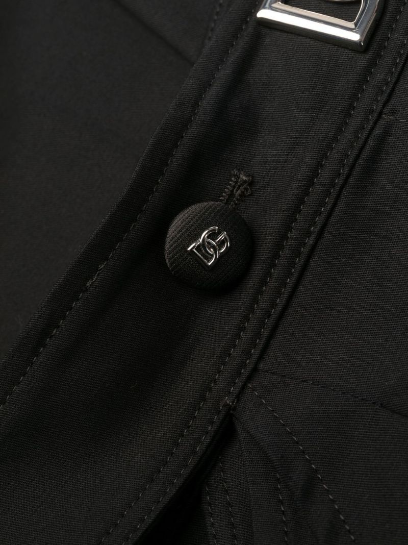 Black Logo Detail Cutout Wide Leg Cotton Trousers