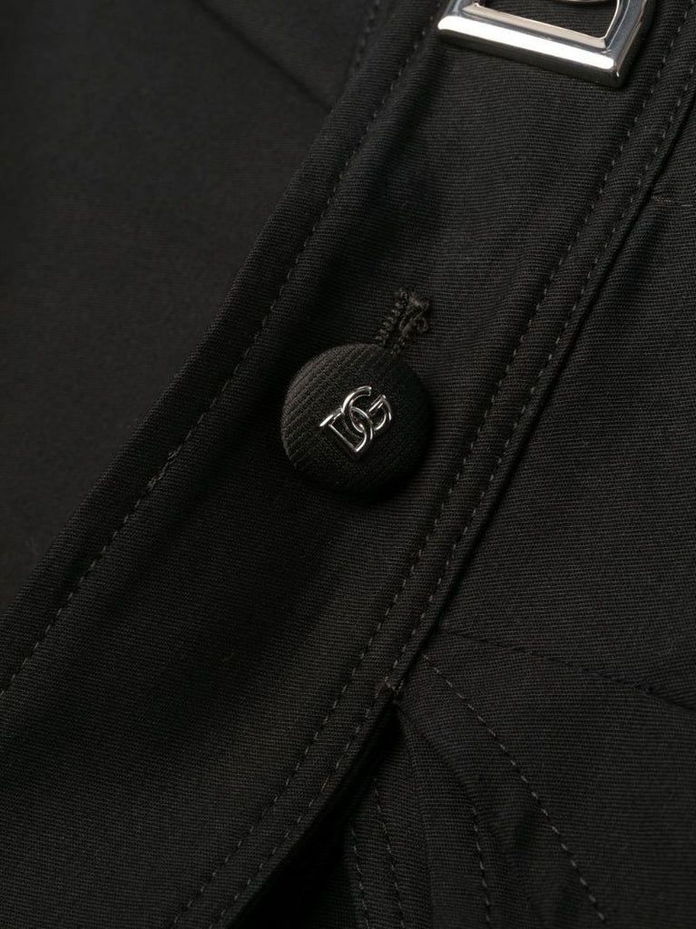 Black Logo Detail Cutout Wide Leg Cotton Trousers
