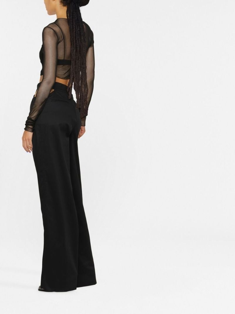 Black Logo Detail Cutout Wide Leg Cotton Trousers