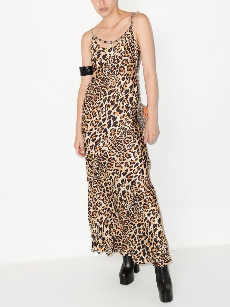 Brown Leopard Print Maxi Dress