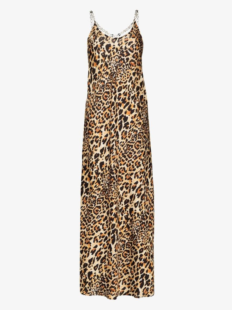 Brown Leopard Print Maxi Dress
