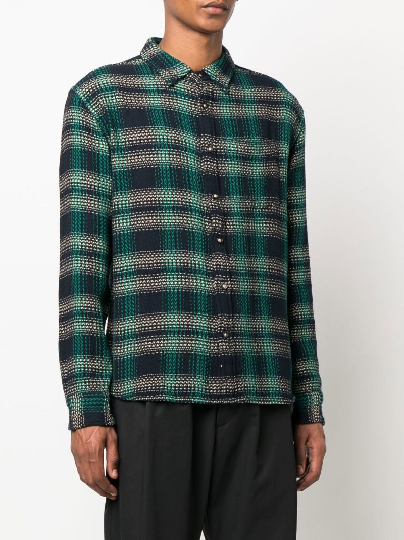 Green Plaid Check Cotton Shirt