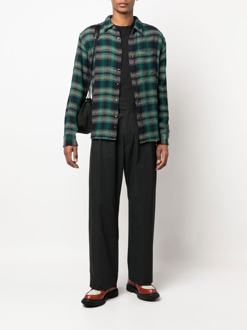 Green Plaid Check Cotton Shirt