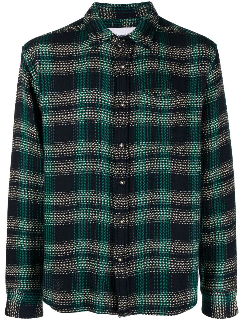 Green Plaid Check Cotton Shirt